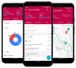 TravelSpend travel expense app on smartphones